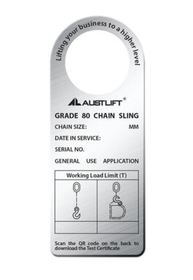 G80 Single Chain Sling | Safe Working Limit Tag 6mm S/Steel | 100106